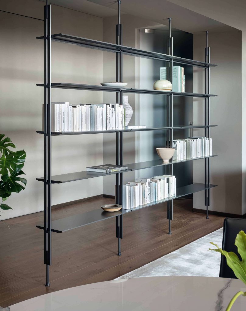 Bonaldo Roll Room divider book shelves Metal frame wall or ceiling fixed European furniture design Dublin Ireland