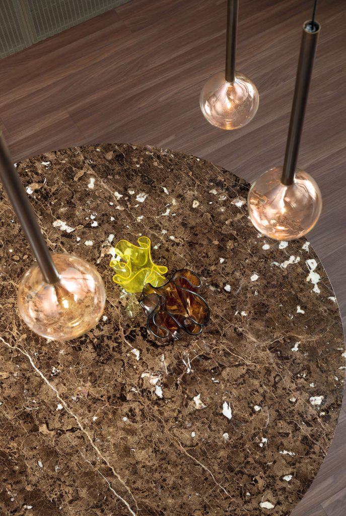 Bonaldo lighting Sofi modern LED light Chandelier brass with amber glass Italian design Dublin Ireland