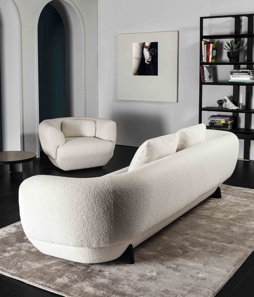 Vibieffe Italian Sofas Ireland Confident curved sofas cream boucle upholstery modern living furniture Dublin Ireland