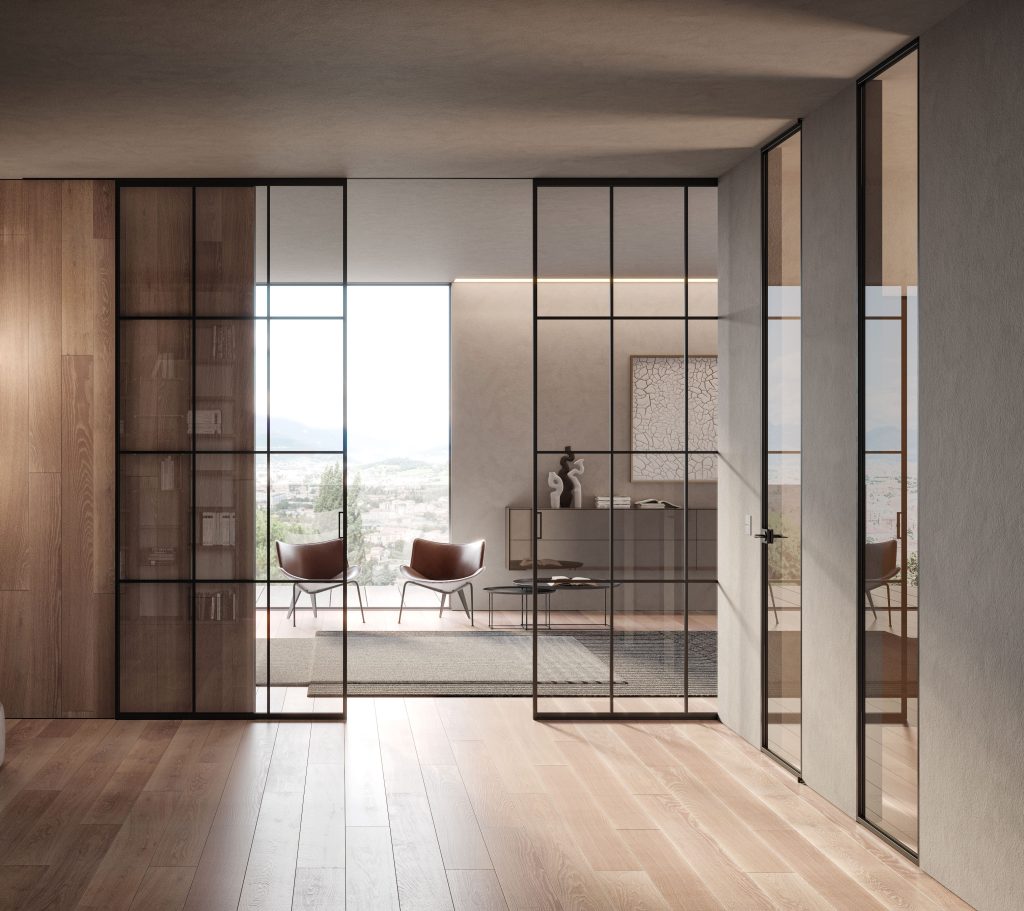 Res italia Luna custom made sliding crittal style glass doors. Italian design Ireland