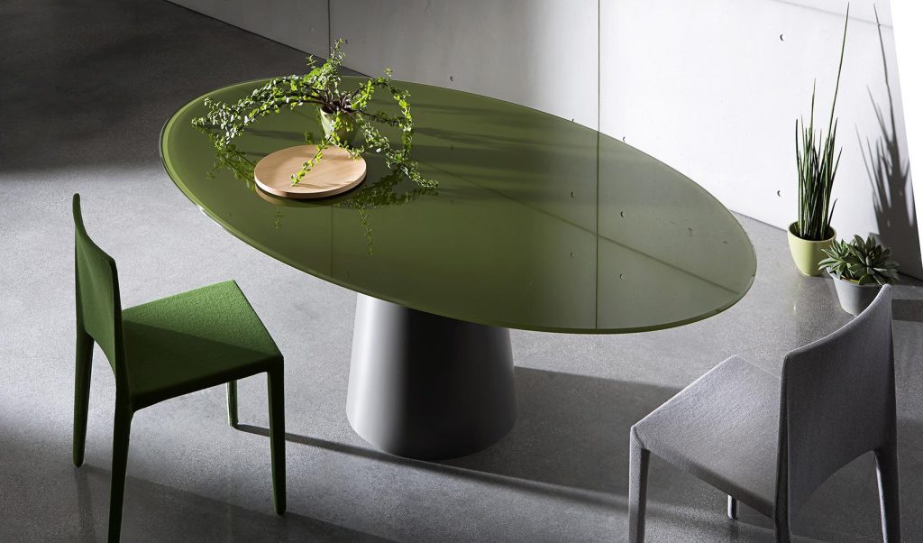 Sovet Italia Totem dining table. Glass top tables in many sizes=