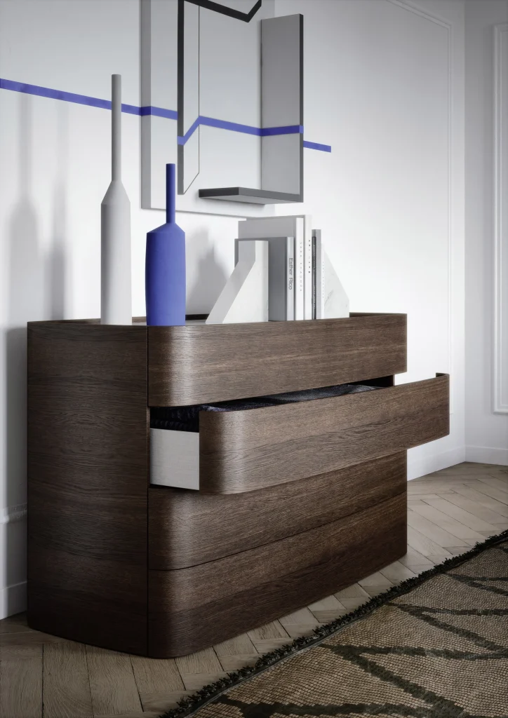 Norman curvy bedroom chest of drawers