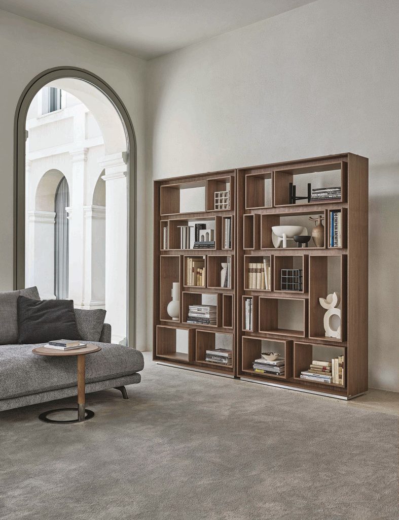 Porada living room furniture. Cool feature bookcases, TV units and luxury modern furniture design in Dublin. LOMI are the best furniture store in North Dublin selling modern contemporary design.