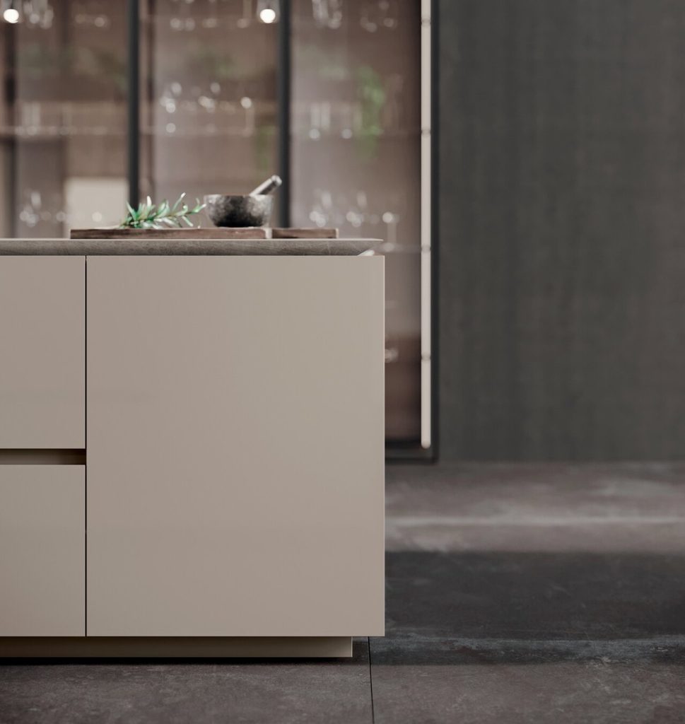 handless Modern kitchens, lacquered in colour sand