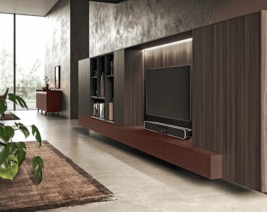 Binova Bluna living room furniture. Cool feature wall TV units and furniture design in Dublin. LOMI is the best furniture store in Dublin selling modern contemporary design.